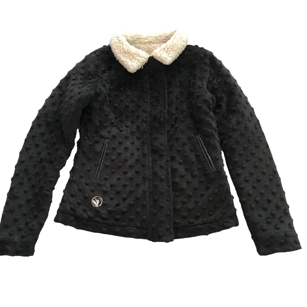 Limeapple Reversible Black Minky Dot & Cream Sherpa Jacket 6